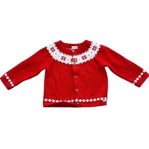 Janie and Jack Red Sweater with White Accents